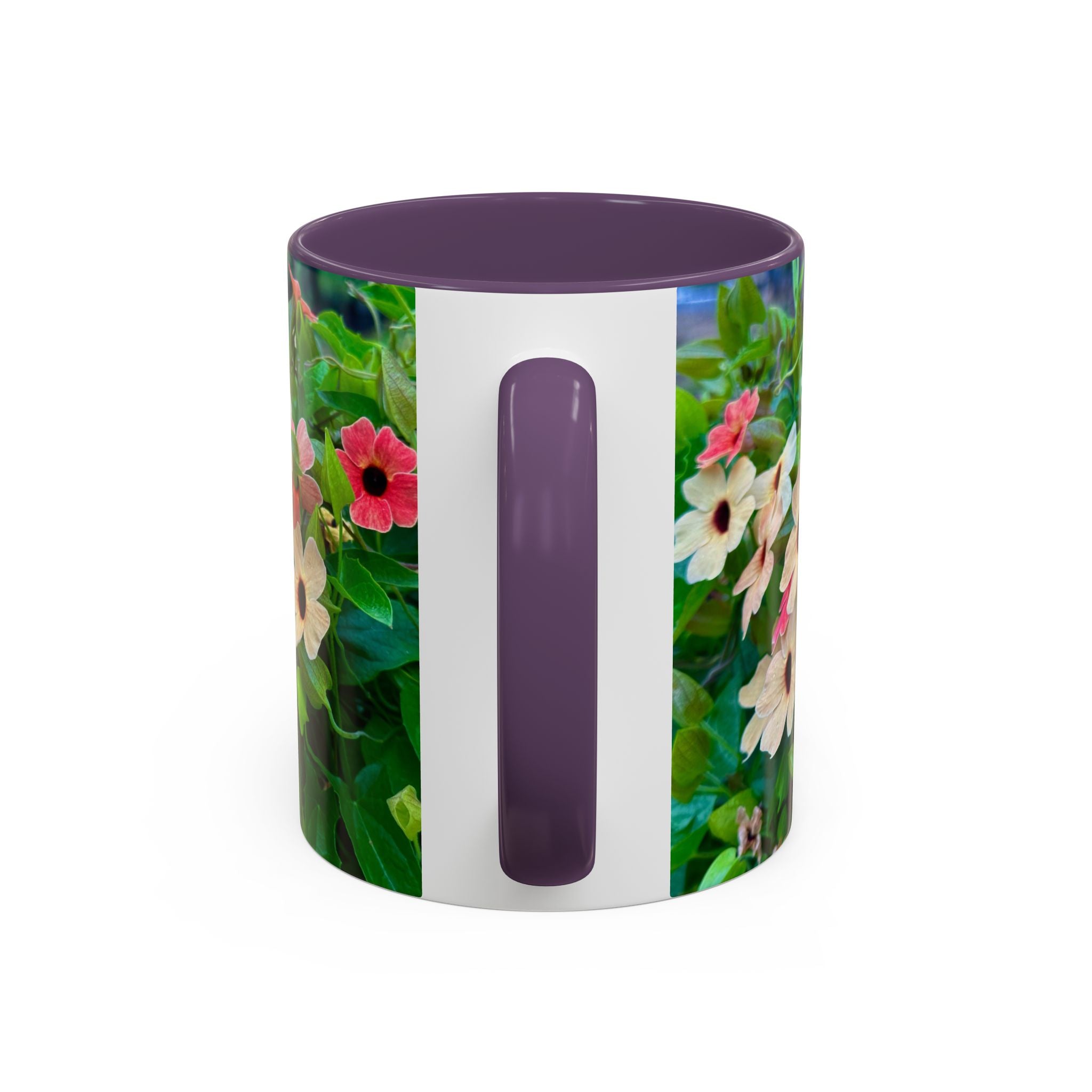 Floral Vinca Accent Coffee Mug — Pink & White Petunia Garden Design (11/15oz)