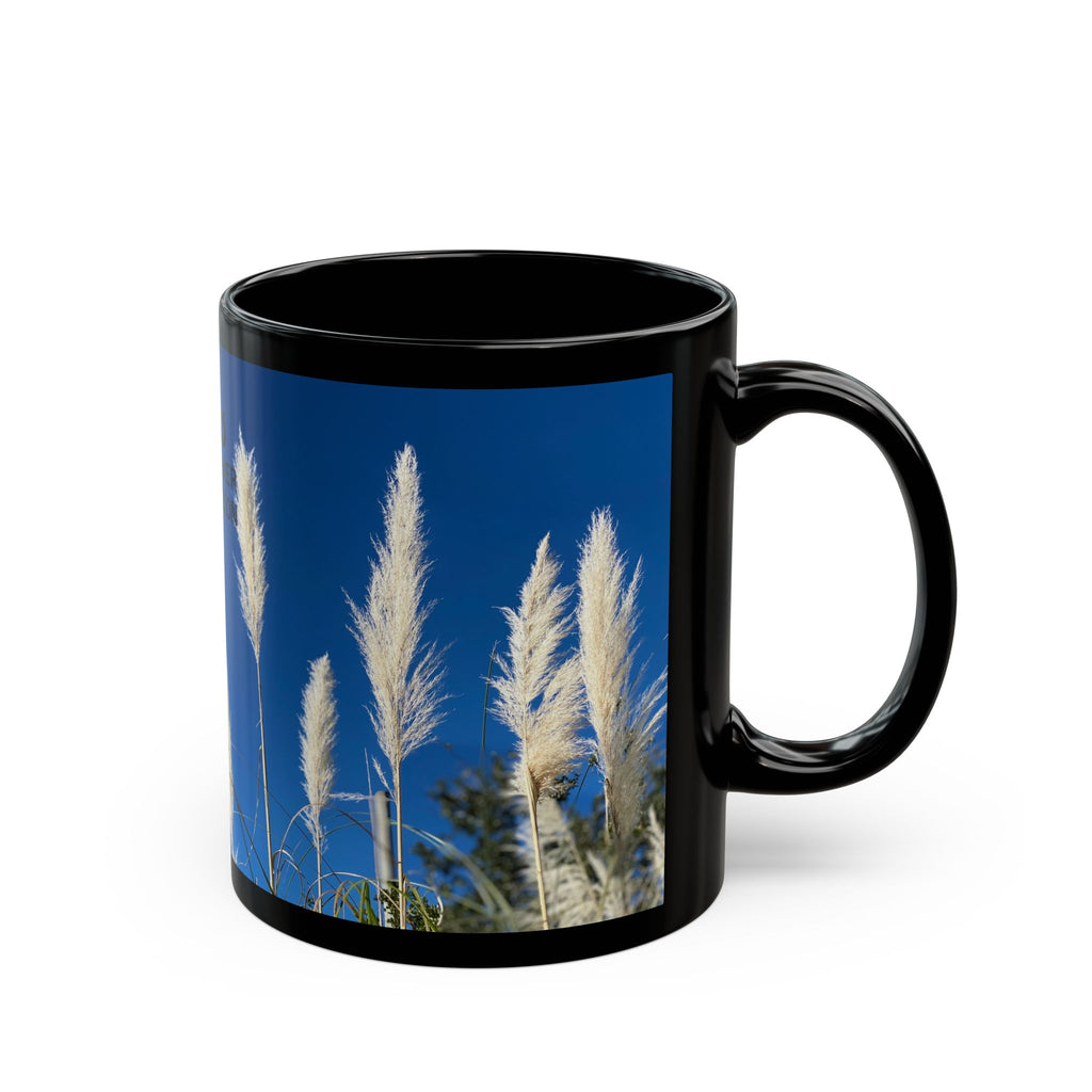 Progress Over Perfection Mug — Motivational Black Coffee Cup with Pampas Grass Design (11oz/15oz)