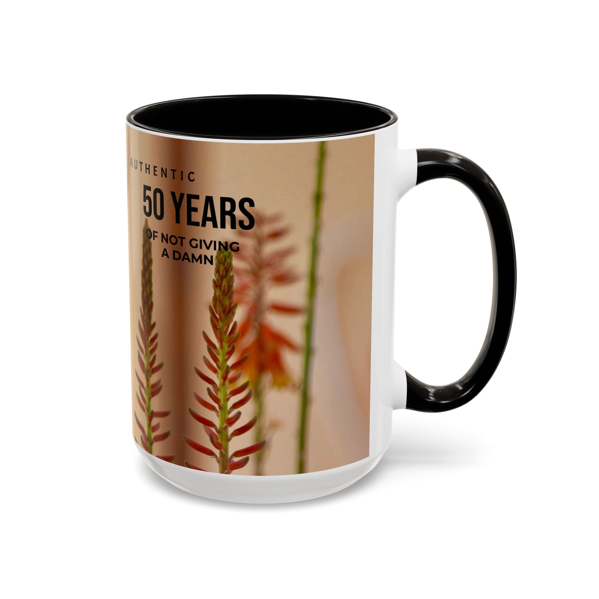 50 Years of Not Giving a Damn Mug — Vintage Floral Hummingbird Coffee Cup (11oz, 15oz)