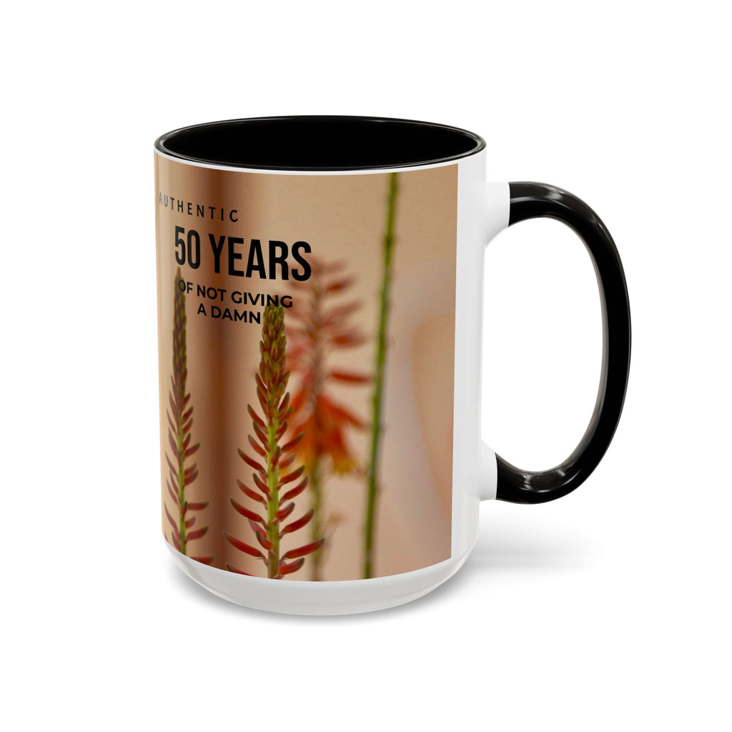50 Years of Not Giving a Damn Mug — Vintage Floral Hummingbird Coffee Cup (11oz, 15oz)