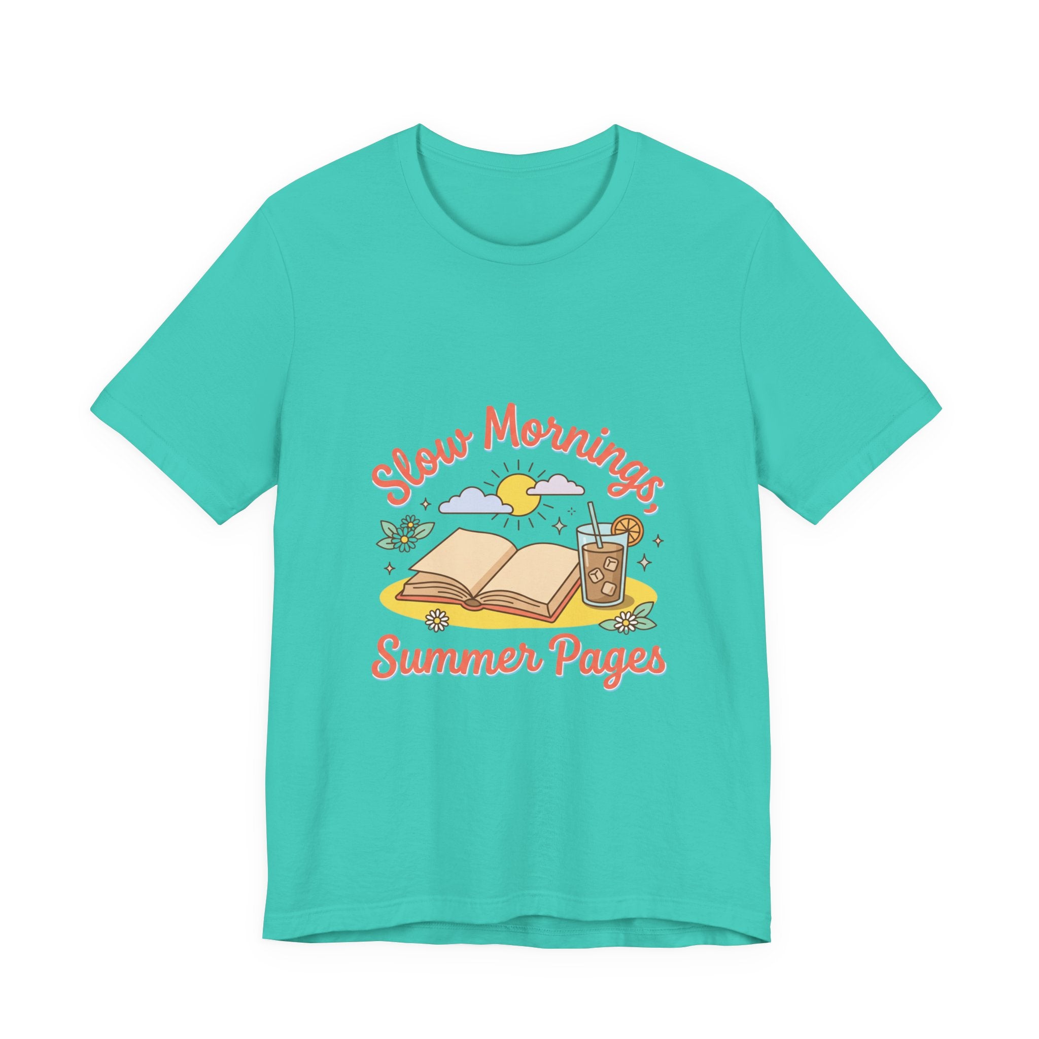 Slow Mornings Summer Pages Tee — Pastel Coastal Summer Shirt
