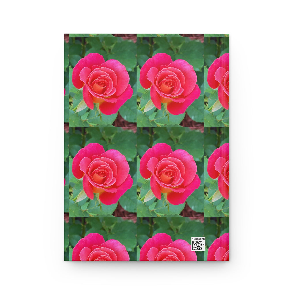 Pink Rose Pattern Hardcover Journal — Floral Notebook for Writing, Gifts & Gardeners