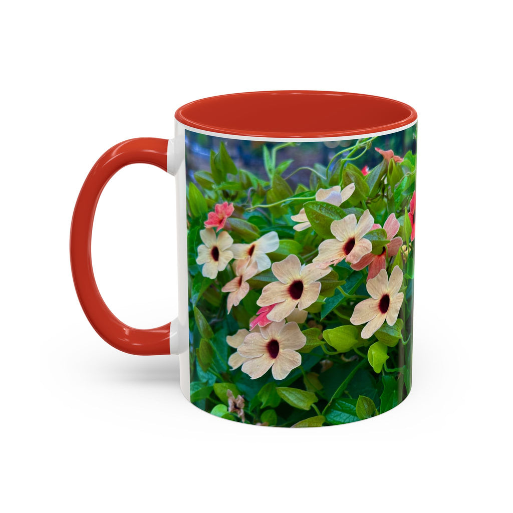 Floral Vinca Accent Coffee Mug — Pink & White Petunia Garden Design (11/15oz)