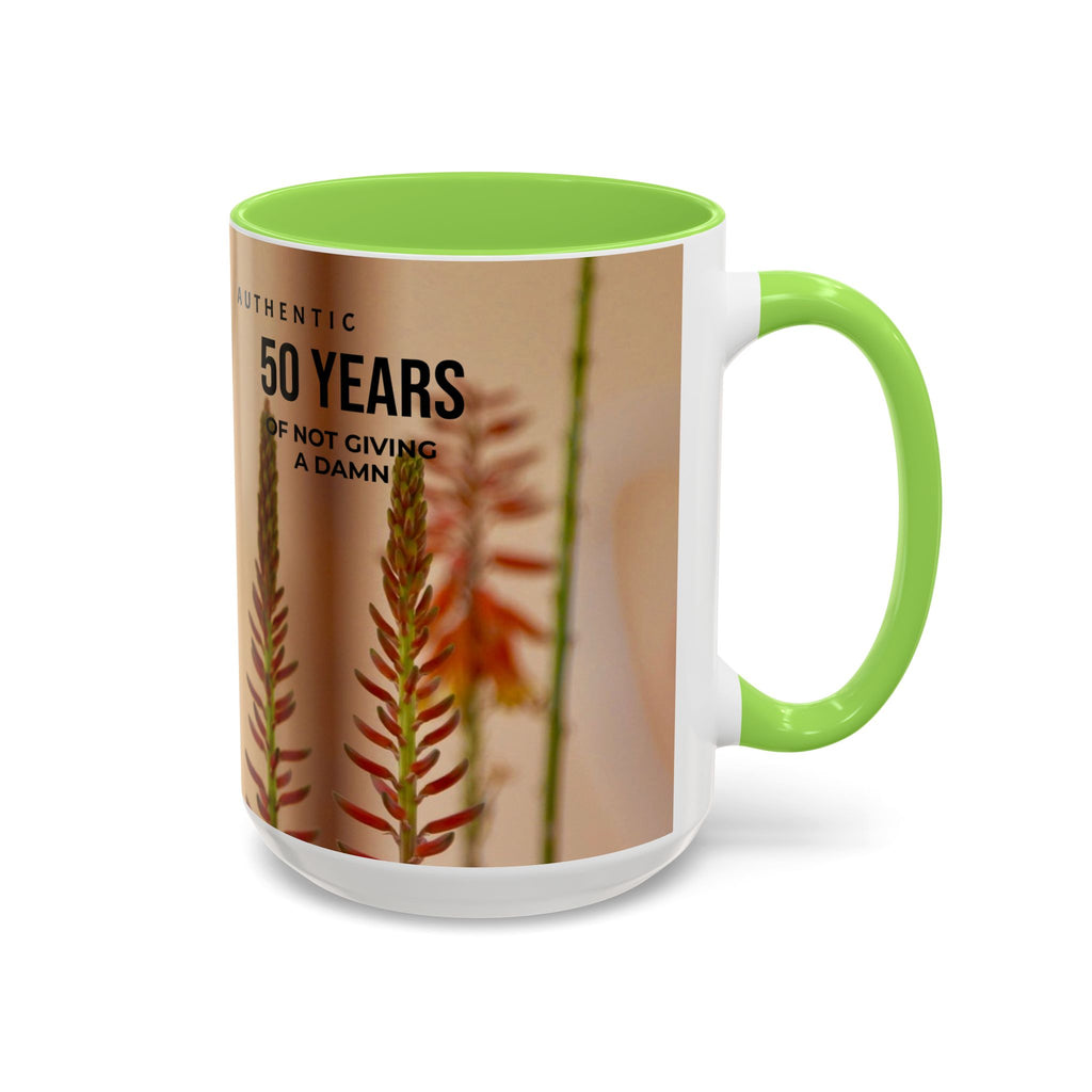 50 Years of Not Giving a Damn Mug — Vintage Floral Hummingbird Coffee Cup (11oz, 15oz)