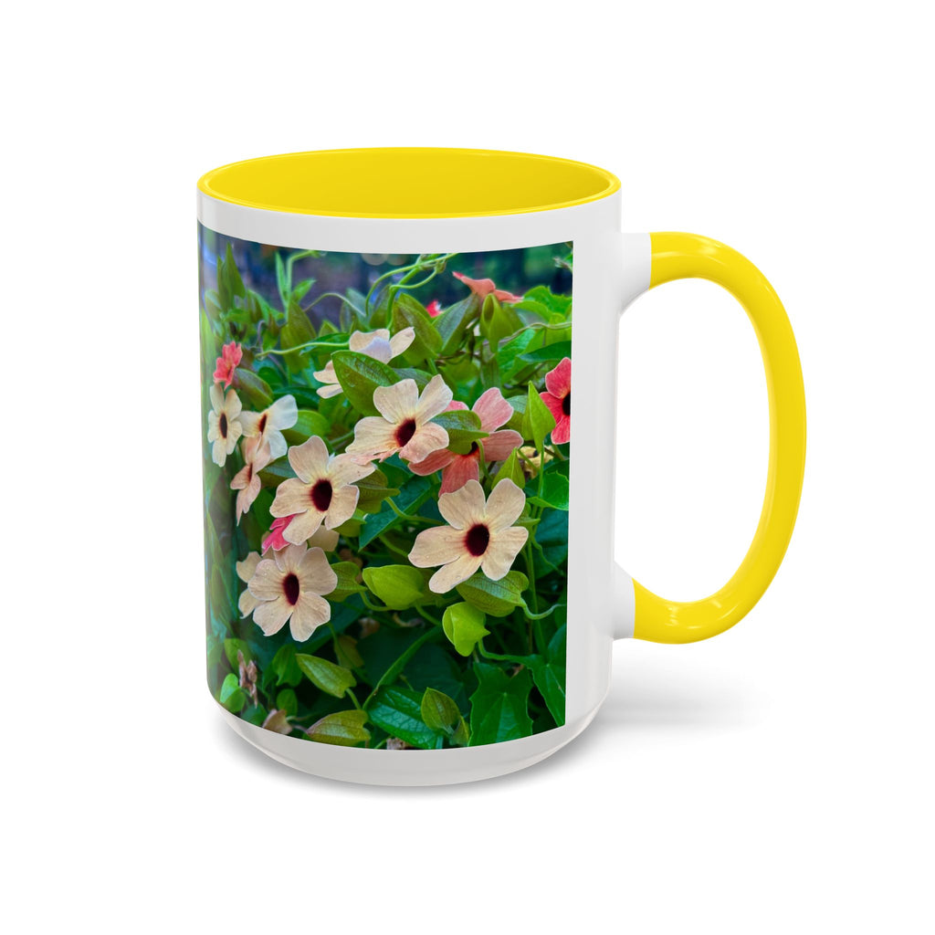 Floral Vinca Accent Coffee Mug — Pink & White Petunia Garden Design (11/15oz)