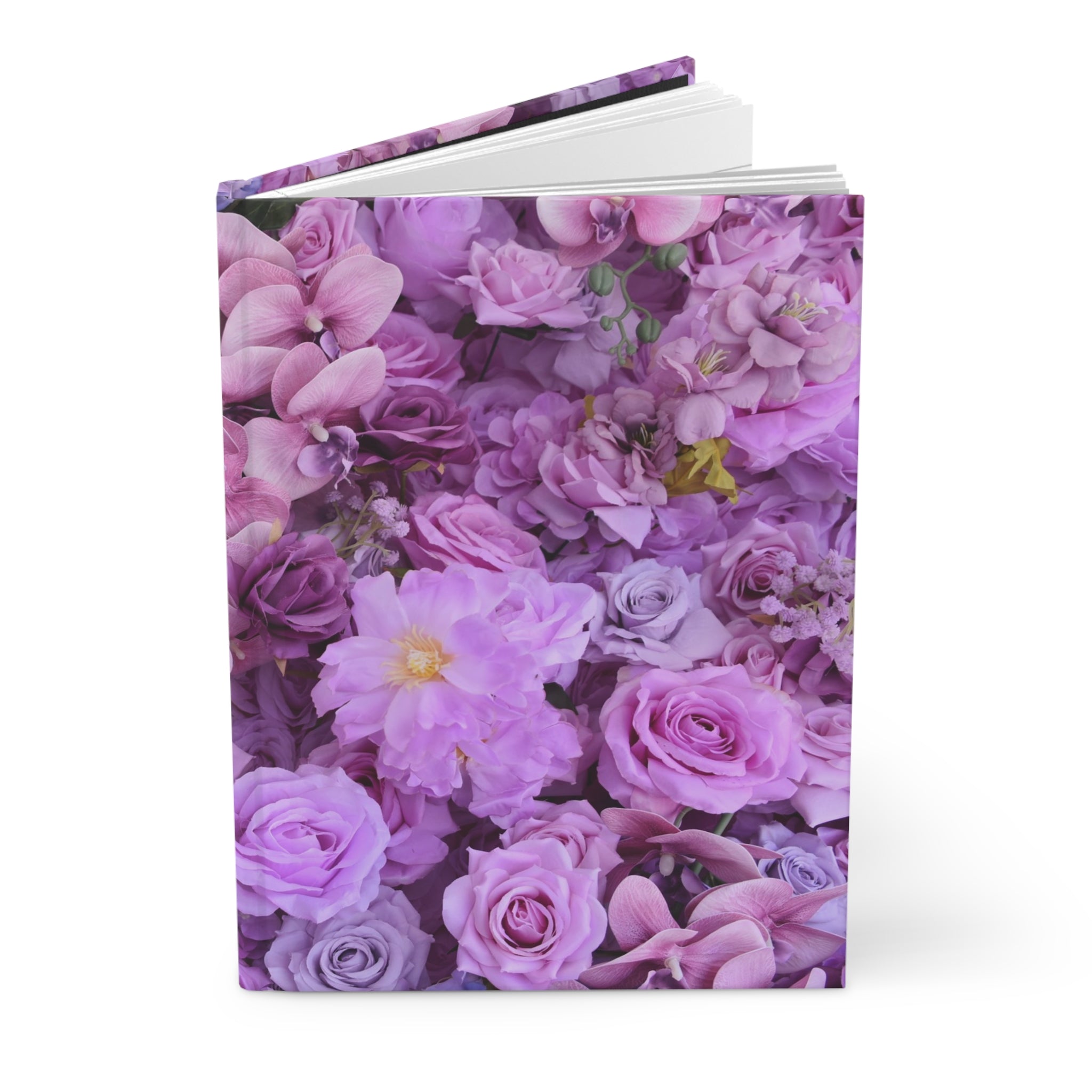 Lavender Floral Pattern Hardcover Journal | Purple Roses & Blooms