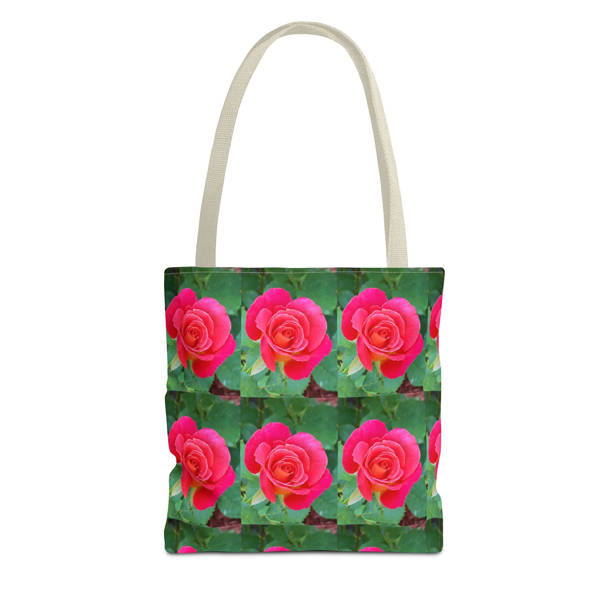 Floral Rose Pattern Tote Bag – Pink Rose All-Over Print Canvas Tote