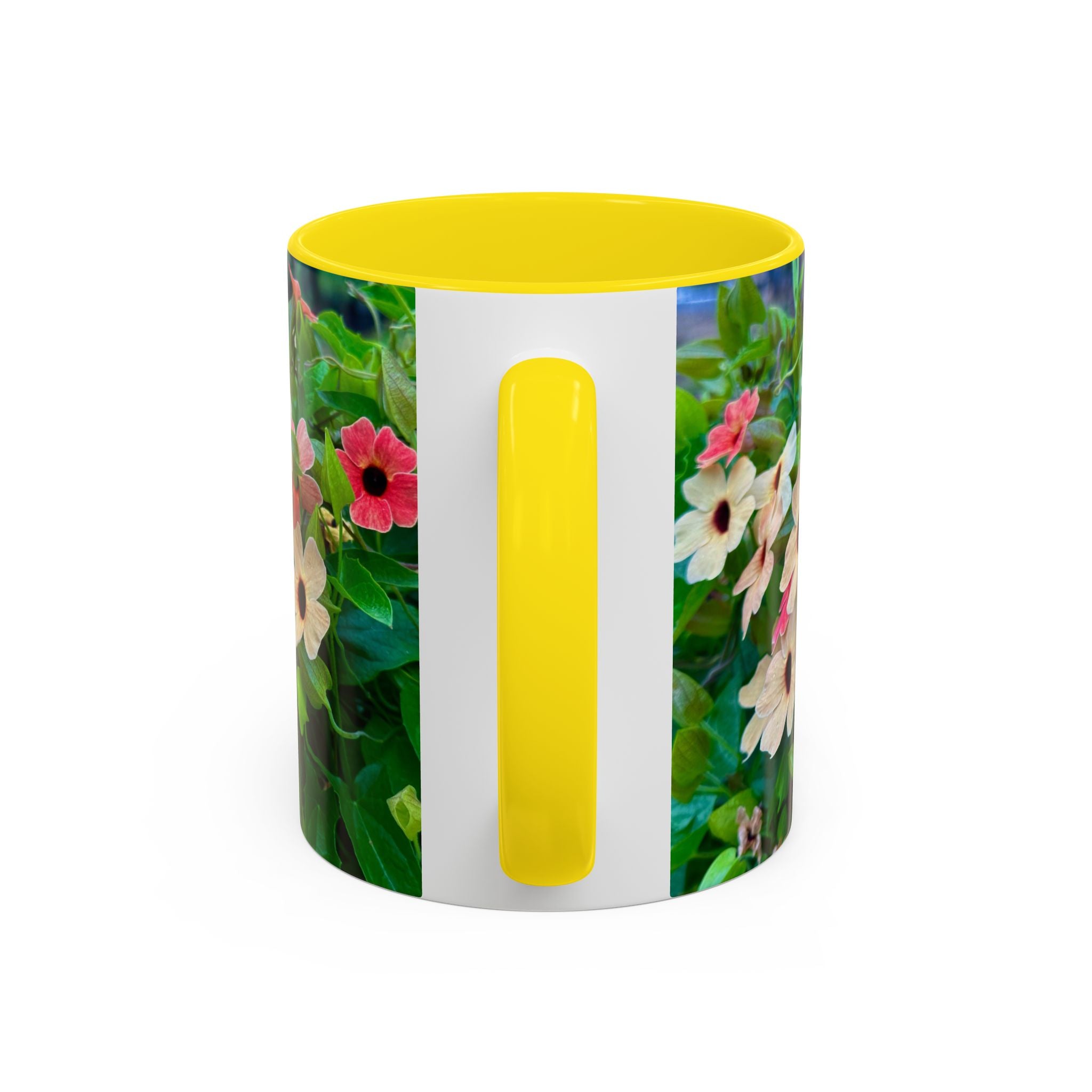Floral Vinca Accent Coffee Mug — Pink & White Petunia Garden Design (11/15oz)