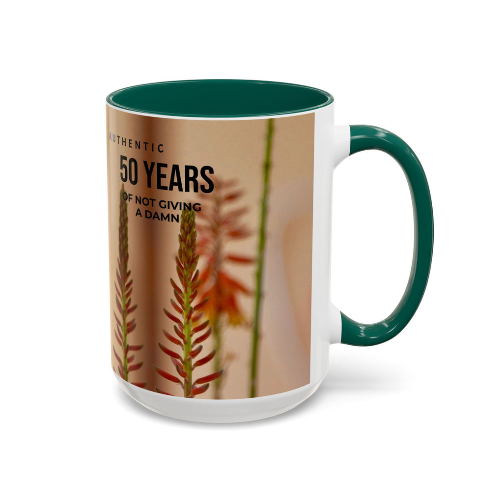 50 Years of Not Giving a Damn Mug — Vintage Floral Hummingbird Coffee Cup (11oz, 15oz)