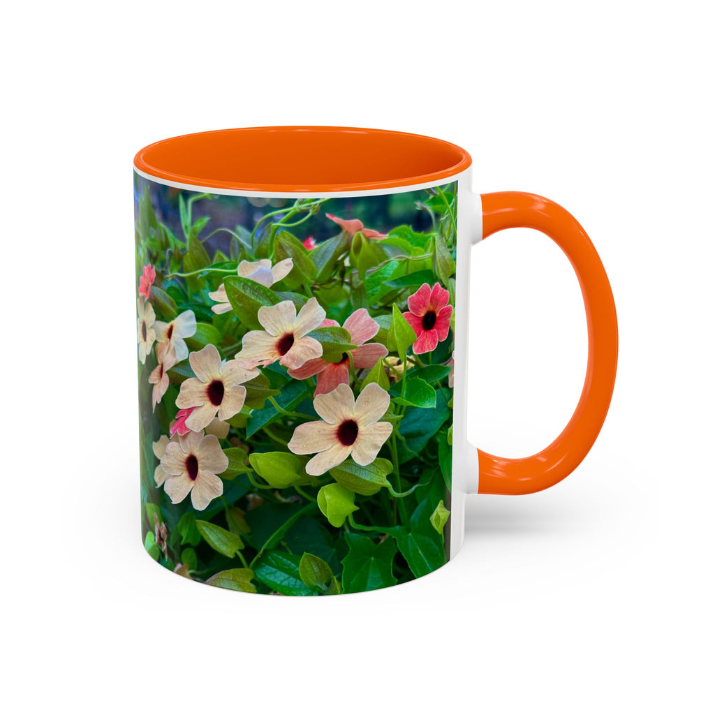 Floral Vinca Accent Coffee Mug — Pink & White Petunia Garden Design (11/15oz)