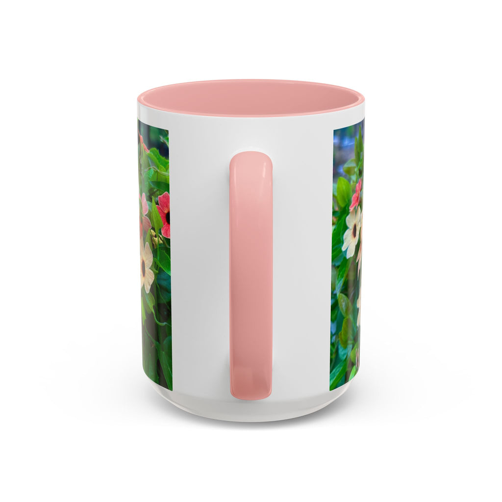 Floral Vinca Accent Coffee Mug — Pink & White Petunia Garden Design (11/15oz)