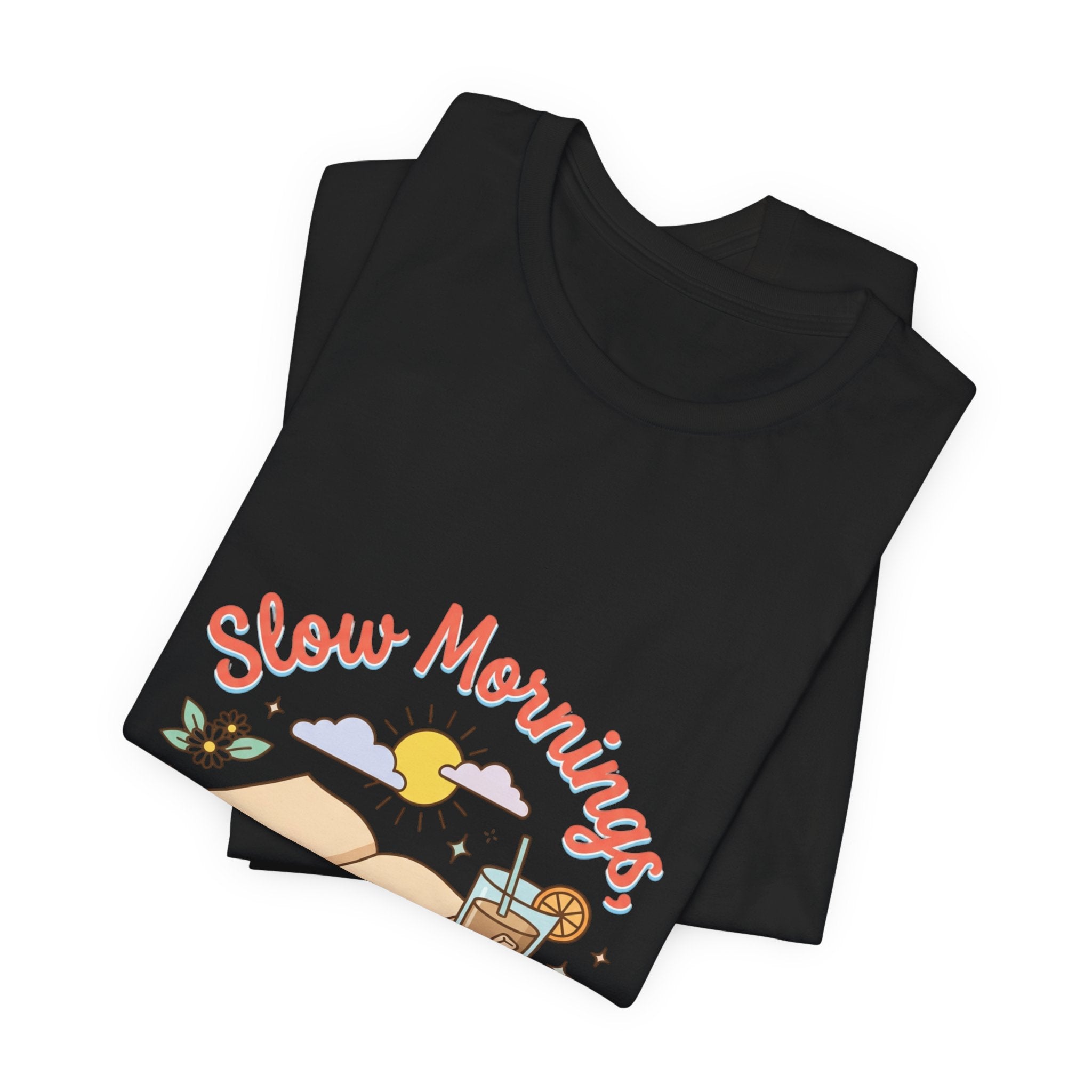 Slow Mornings Summer Pages Tee — Pastel Coastal Summer Shirt