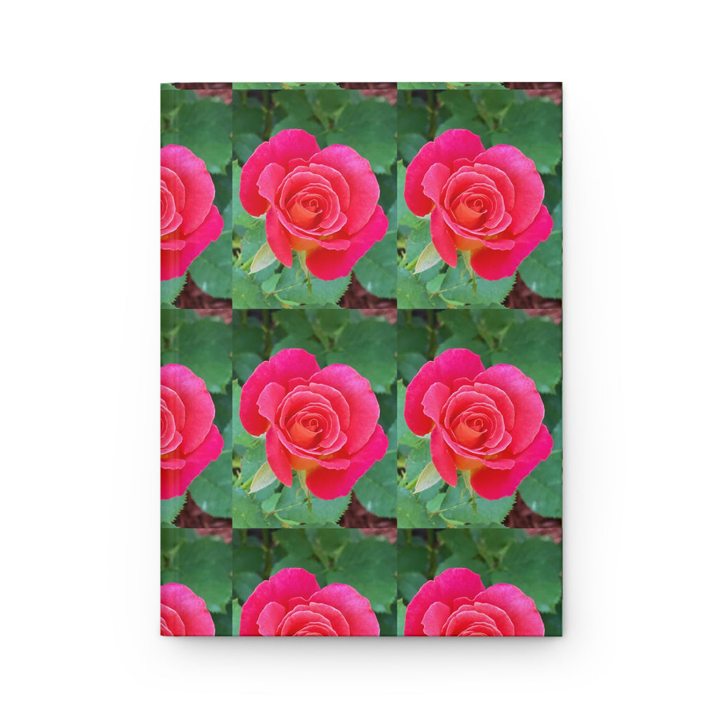 Pink Rose Pattern Hardcover Journal — Floral Notebook for Writing, Gifts & Gardeners