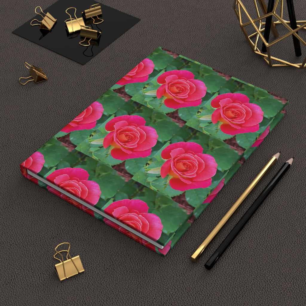 Pink Rose Pattern Hardcover Journal — Floral Notebook for Writing, Gifts & Gardeners
