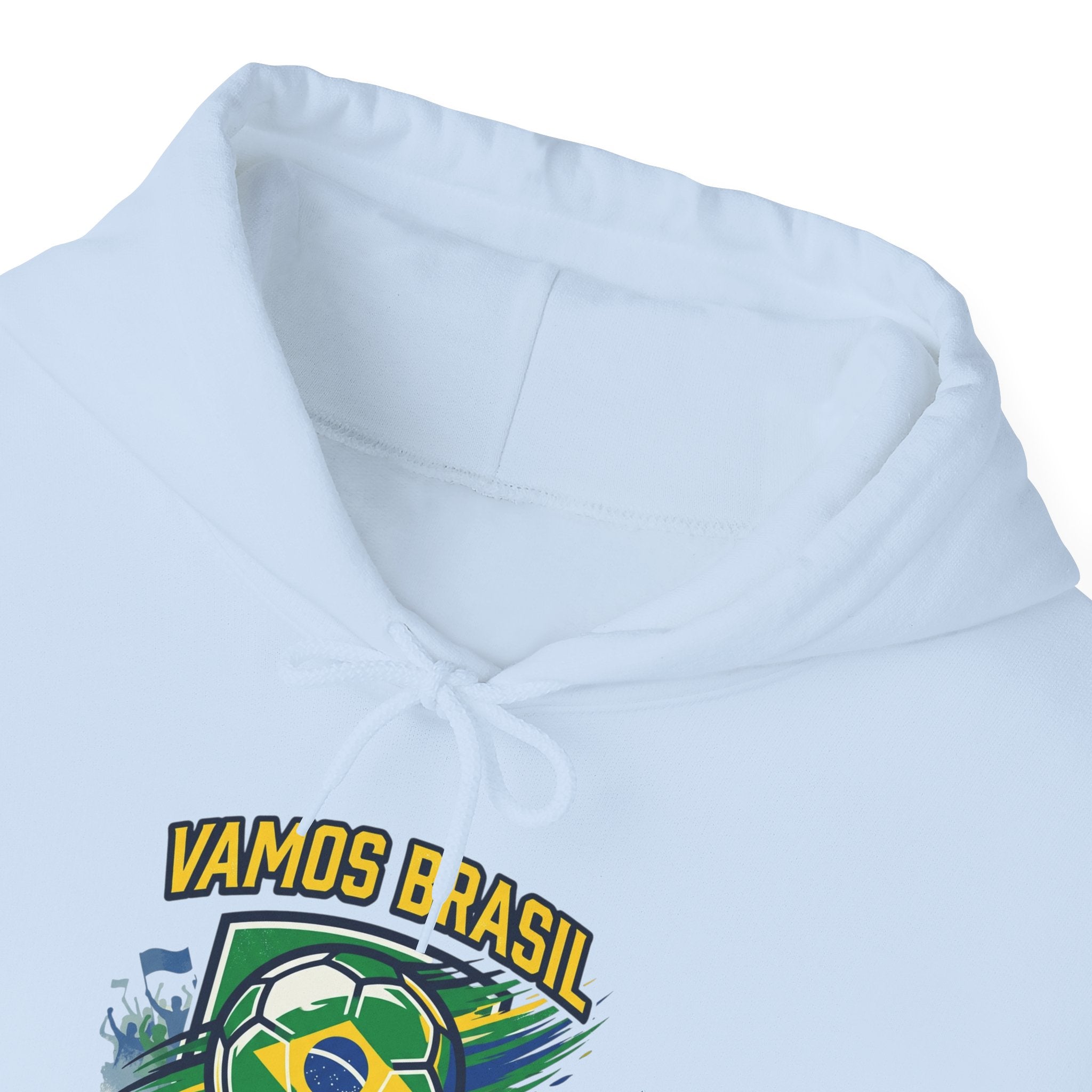 VAMOS BRASIL Retro Soccer Crest Hoodie — Brazil Flag Country Pride