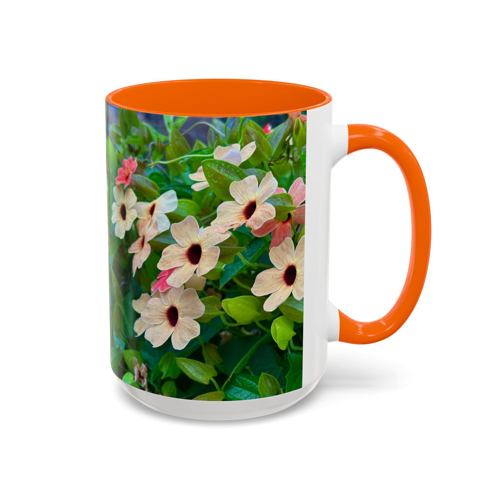 Floral Vinca Accent Coffee Mug — Pink & White Petunia Garden Design (11/15oz)