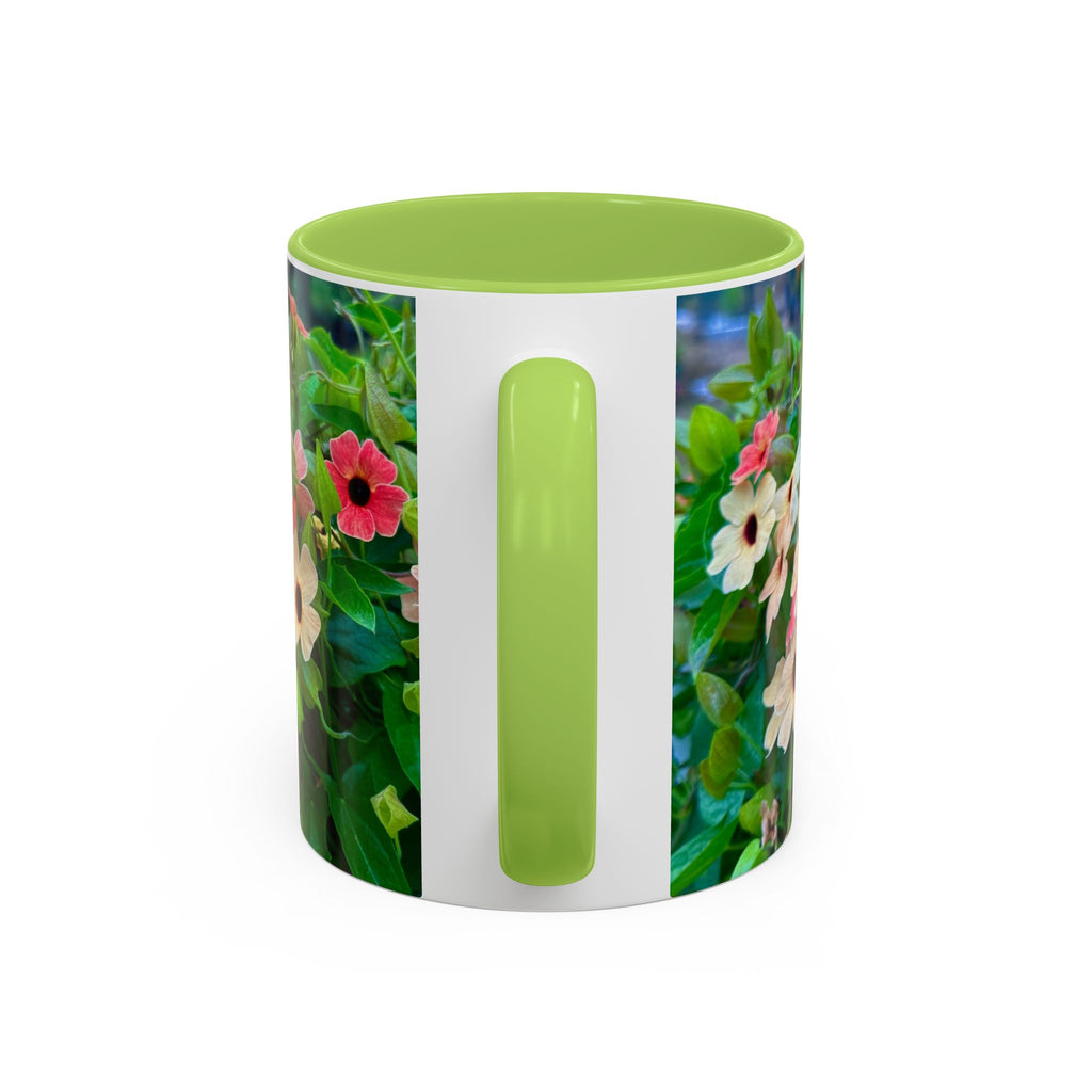 Floral Vinca Accent Coffee Mug — Pink & White Petunia Garden Design (11/15oz)
