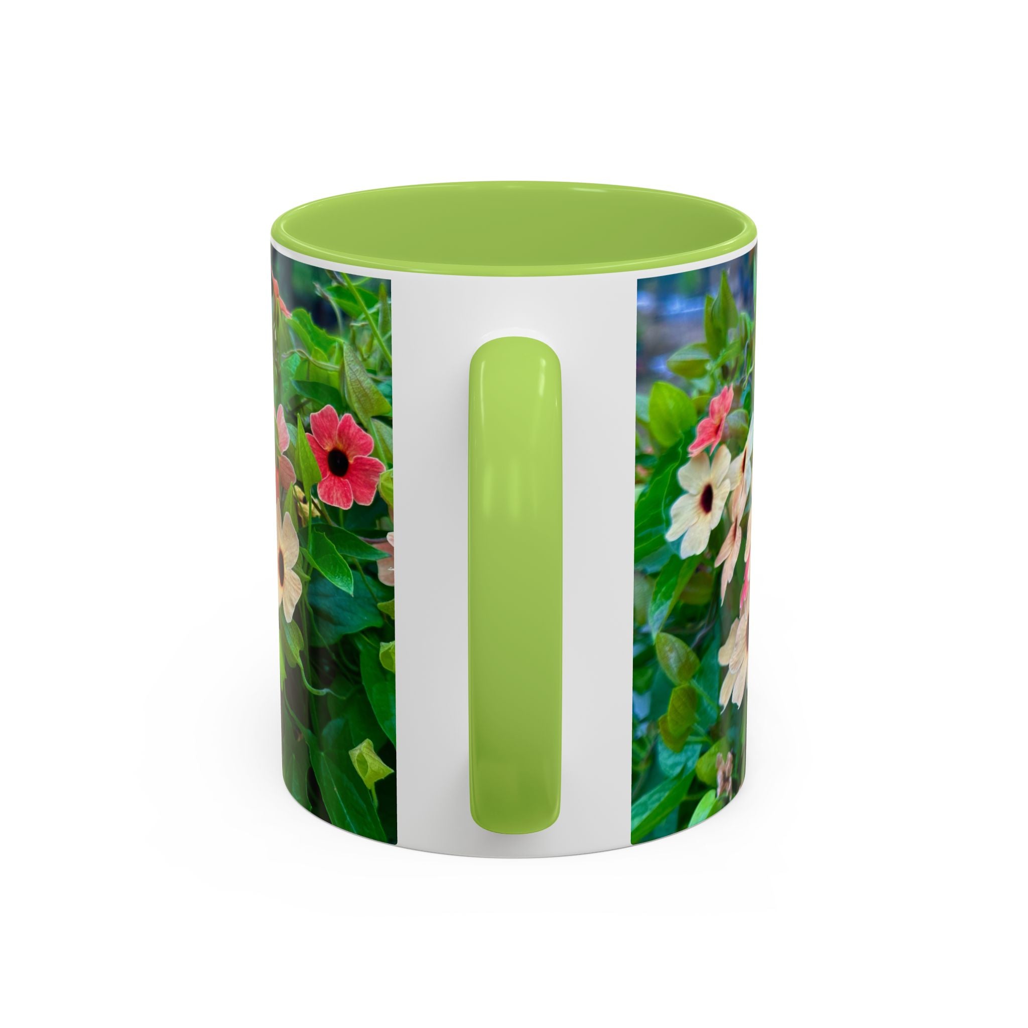 Floral Vinca Accent Coffee Mug — Pink & White Petunia Garden Design (11/15oz)