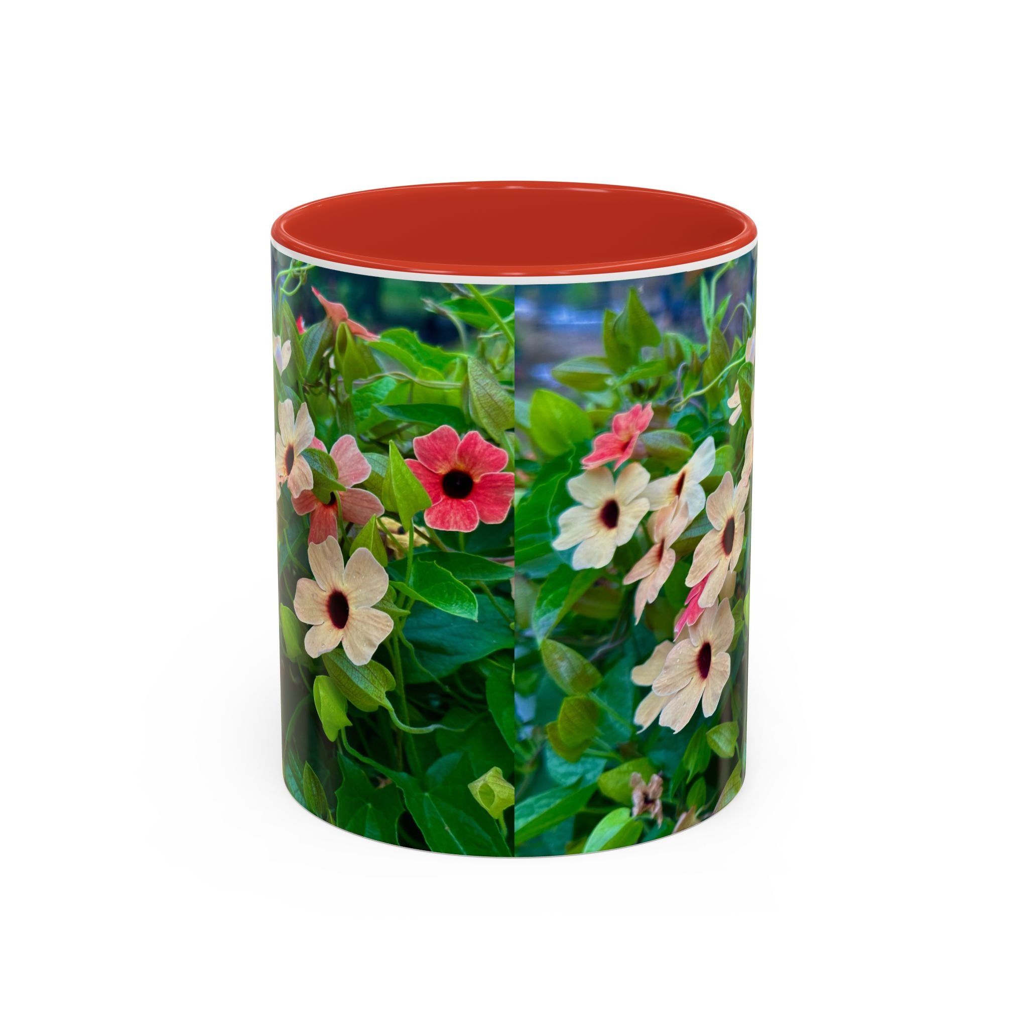 Floral Vinca Accent Coffee Mug — Pink & White Petunia Garden Design (11/15oz)