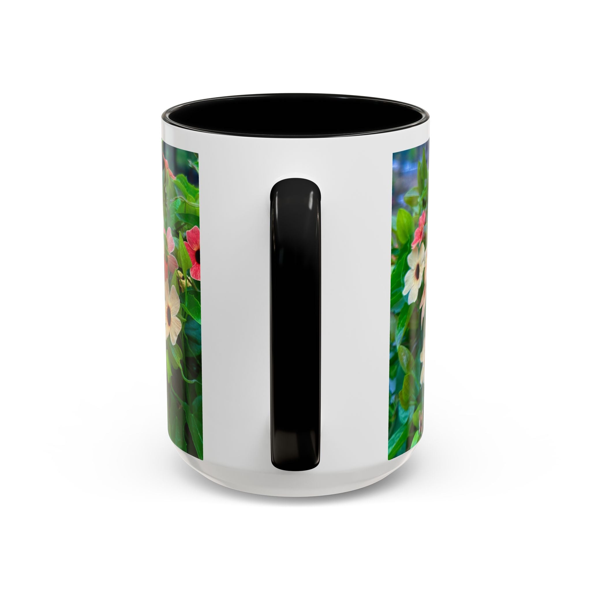 Floral Vinca Accent Coffee Mug — Pink & White Petunia Garden Design (11/15oz)