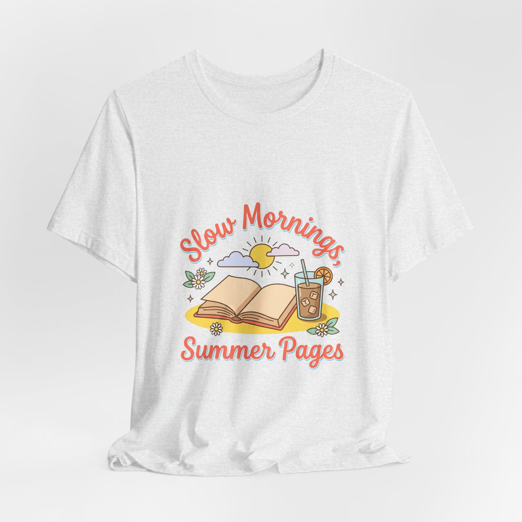 Slow Mornings Summer Pages Tee — Pastel Coastal Summer Shirt