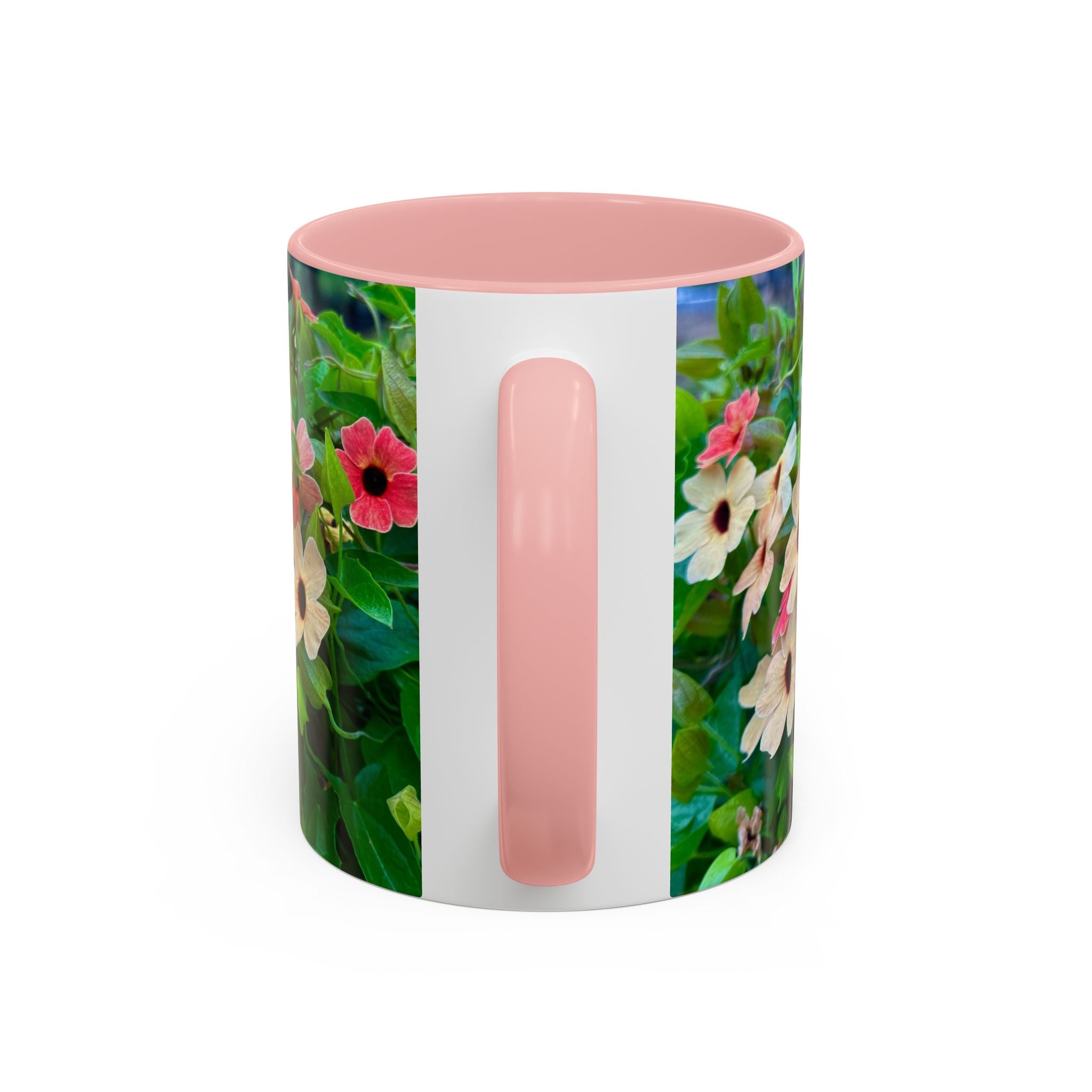 Floral Vinca Accent Coffee Mug — Pink & White Petunia Garden Design (11/15oz)
