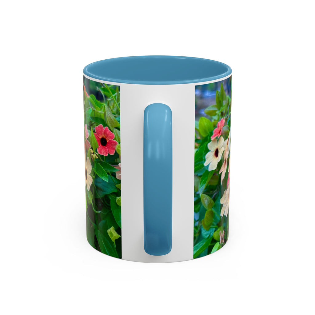 Floral Vinca Accent Coffee Mug — Pink & White Petunia Garden Design (11/15oz)