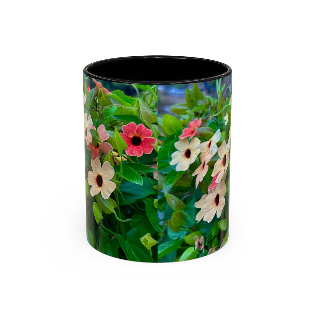 Floral Vinca Accent Coffee Mug — Pink & White Petunia Garden Design (11/15oz)
