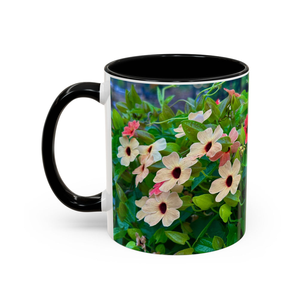 Floral Vinca Accent Coffee Mug — Pink & White Petunia Garden Design (11/15oz)