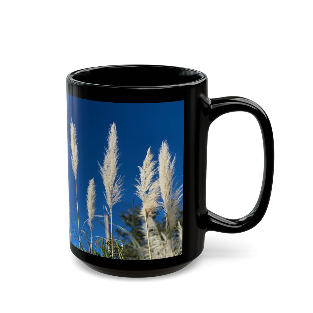 Progress Over Perfection Mug — Motivational Black Coffee Cup with Pampas Grass Design (11oz/15oz)