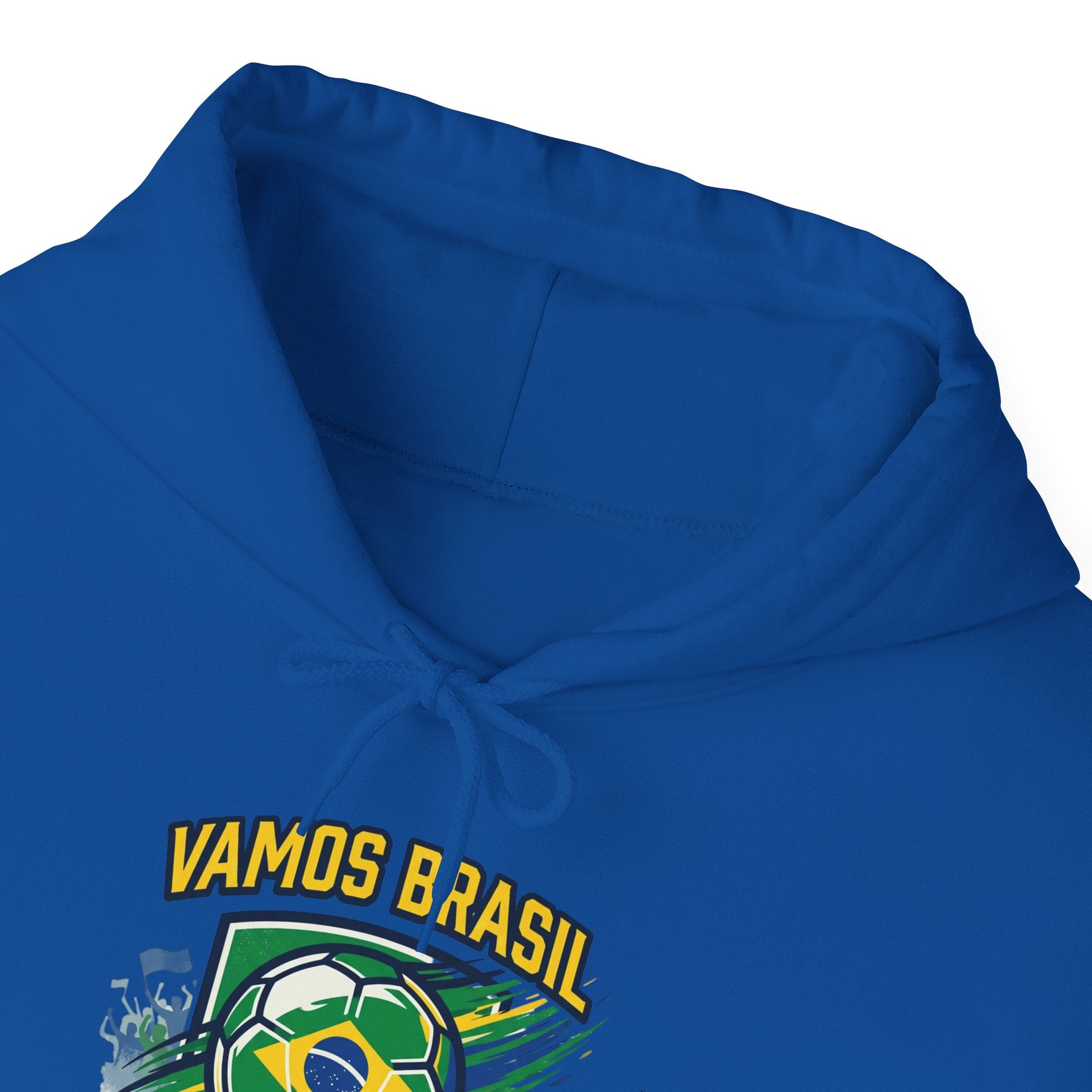 VAMOS BRASIL Retro Soccer Crest Hoodie — Brazil Flag Country Pride