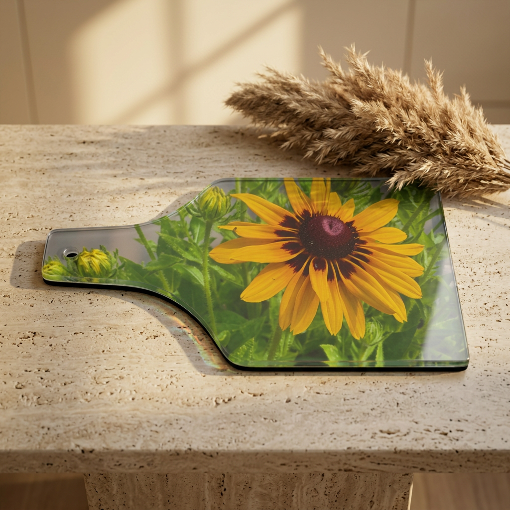 Wine Bottle Cutting Board — Black Eyed Susan Floral Charcuterie & Cheese Board