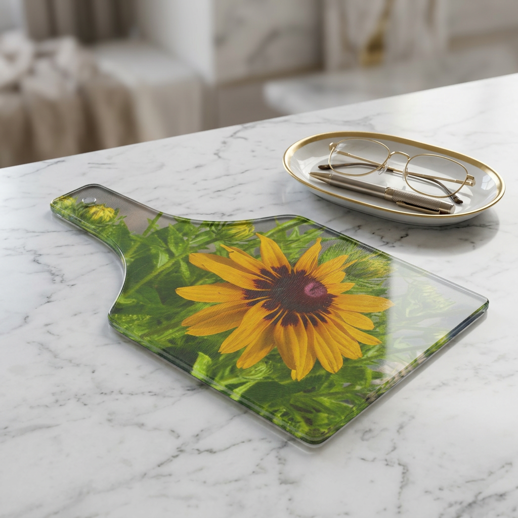 Wine Bottle Cutting Board — Black Eyed Susan Floral Charcuterie & Cheese Board