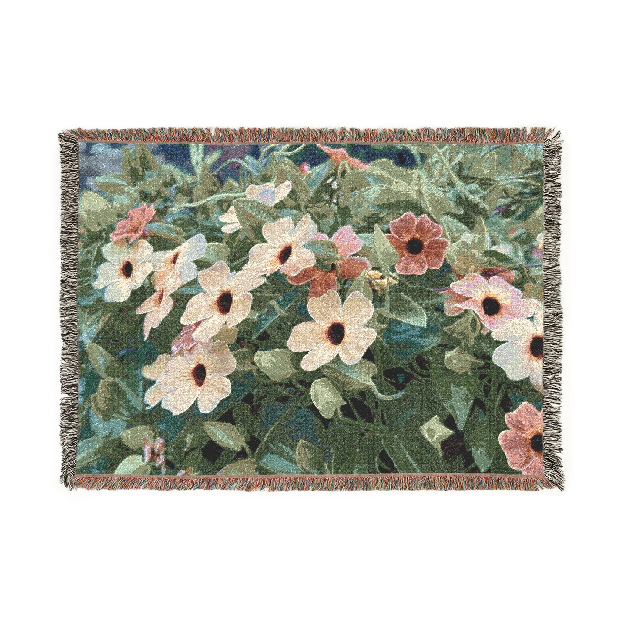 Cottagecore Daisy Woven Blanket — Vintage Floral Throw