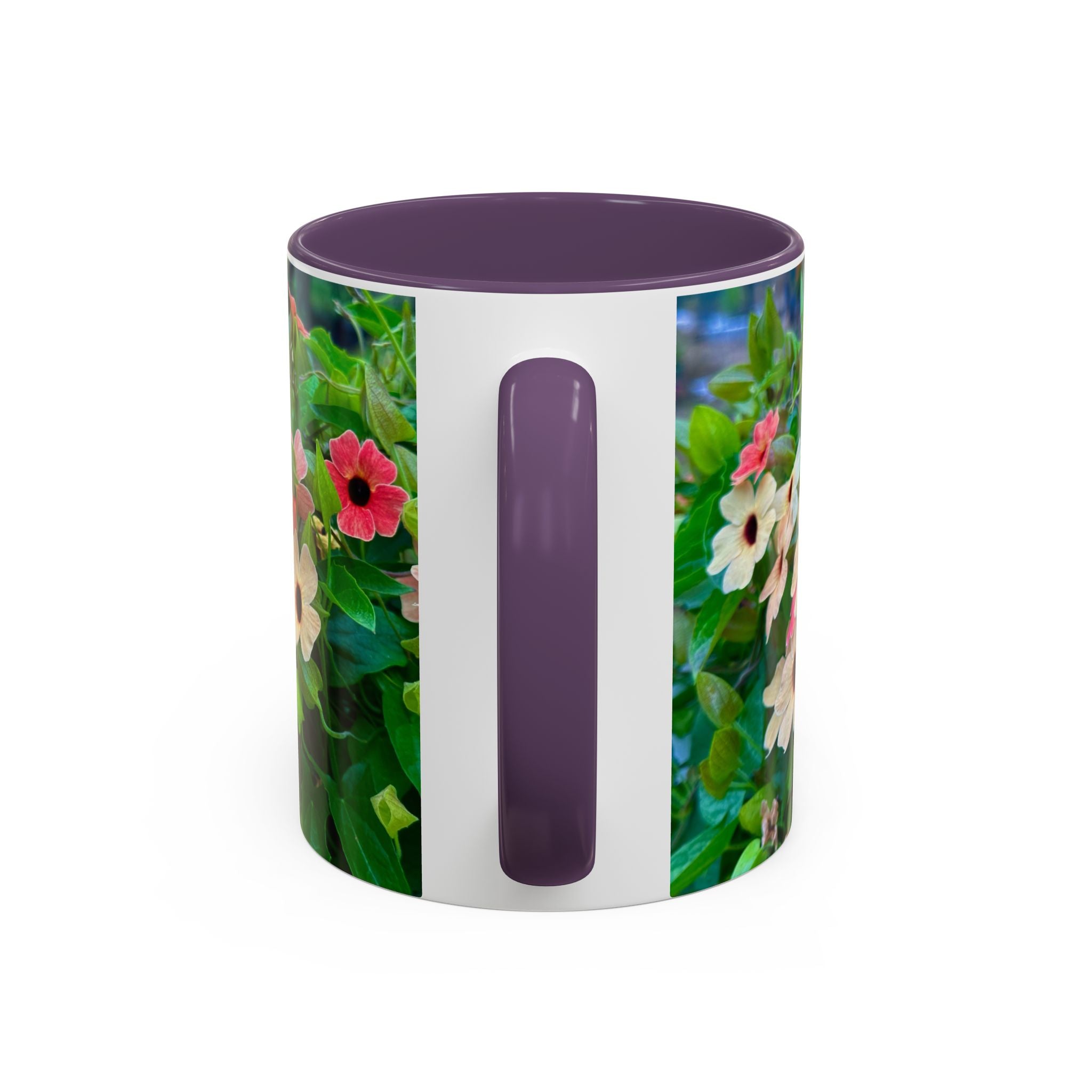 Floral Vinca Accent Coffee Mug — Pink & White Petunia Garden Design (11/15oz)