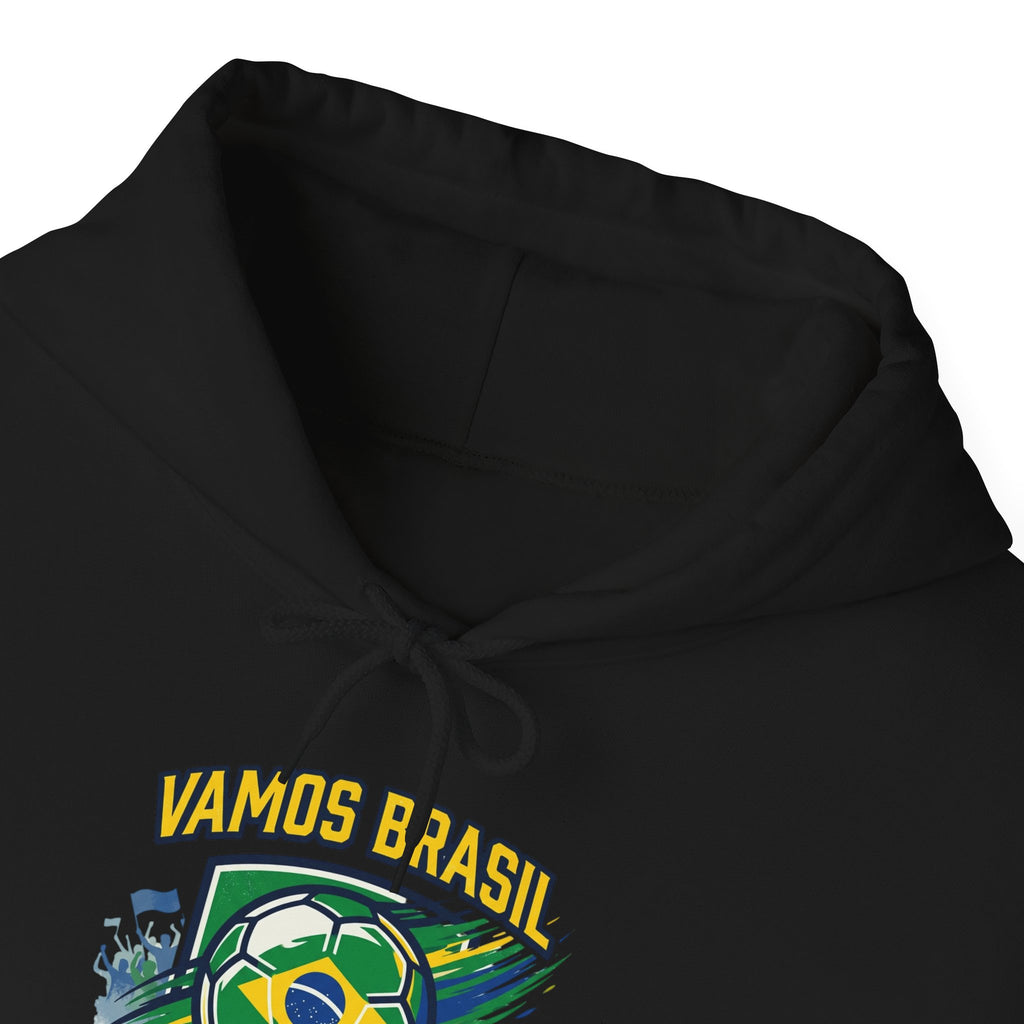 VAMOS BRASIL Retro Soccer Crest Hoodie — Brazil Flag Country Pride
