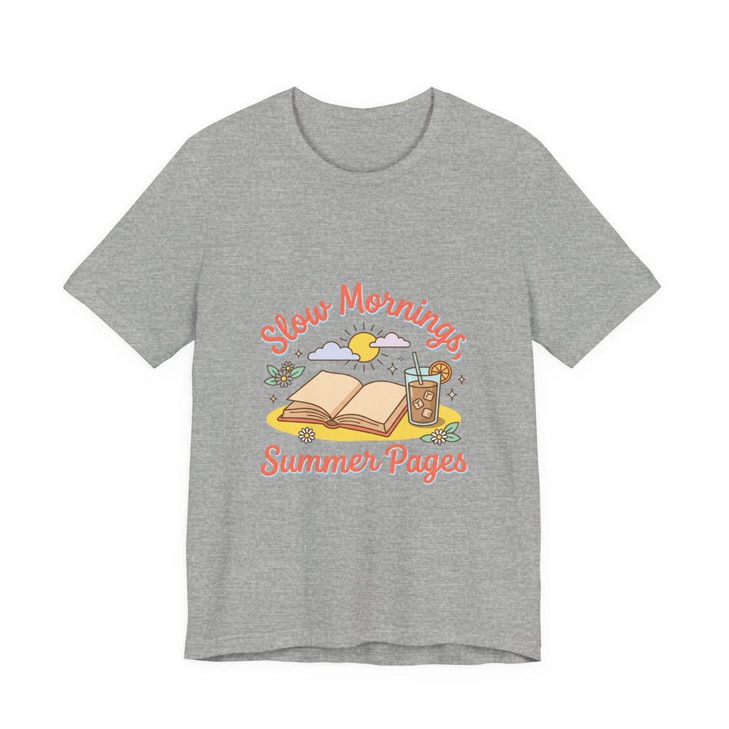Slow Mornings Summer Pages Tee — Pastel Coastal Summer Shirt