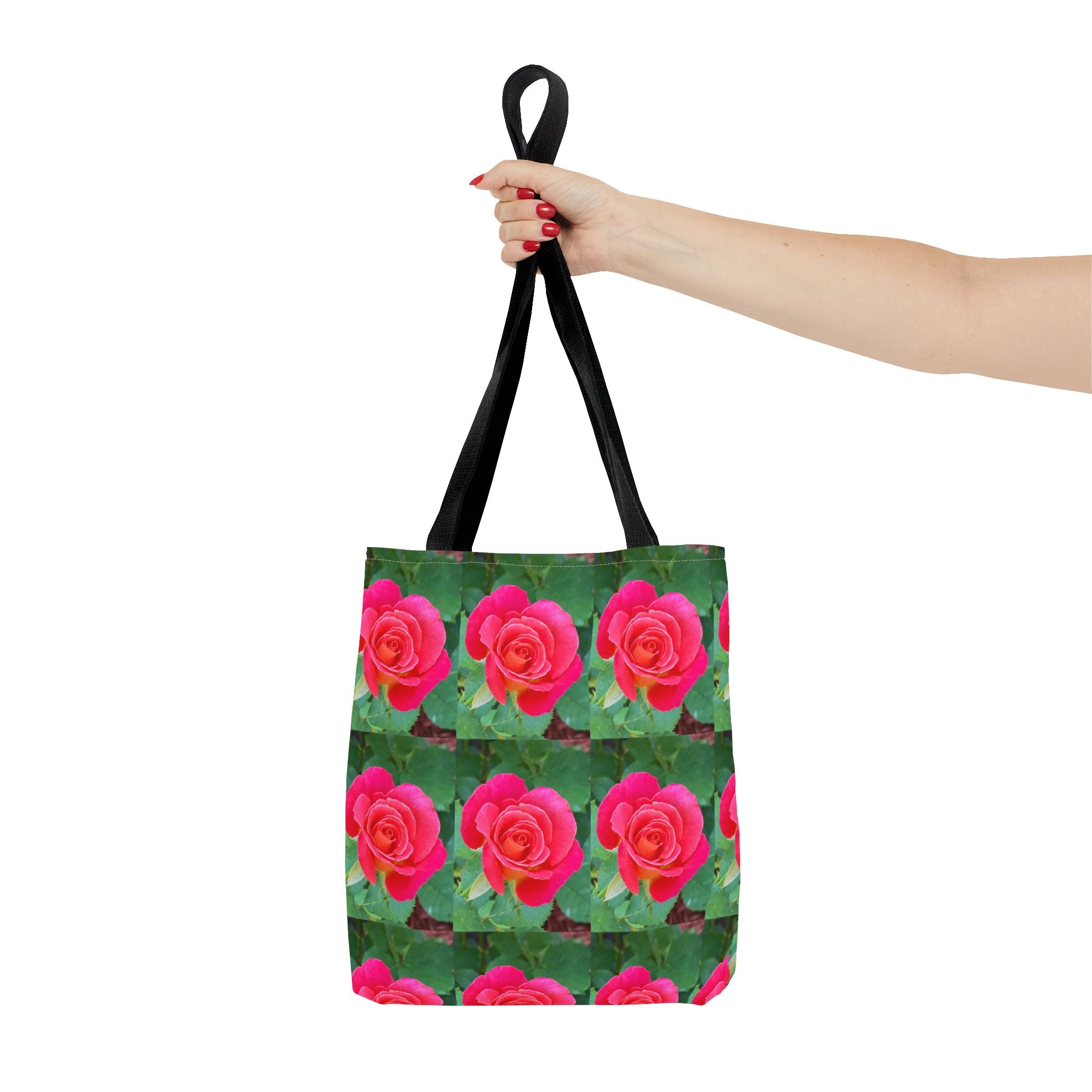 Floral Rose Pattern Tote Bag – Pink Rose All-Over Print Canvas Tote