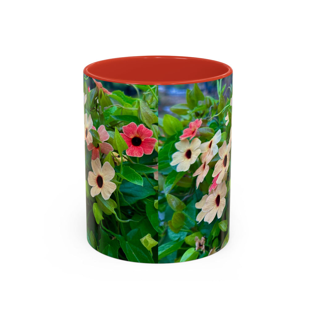Floral Vinca Accent Coffee Mug — Pink & White Petunia Garden Design (11/15oz)