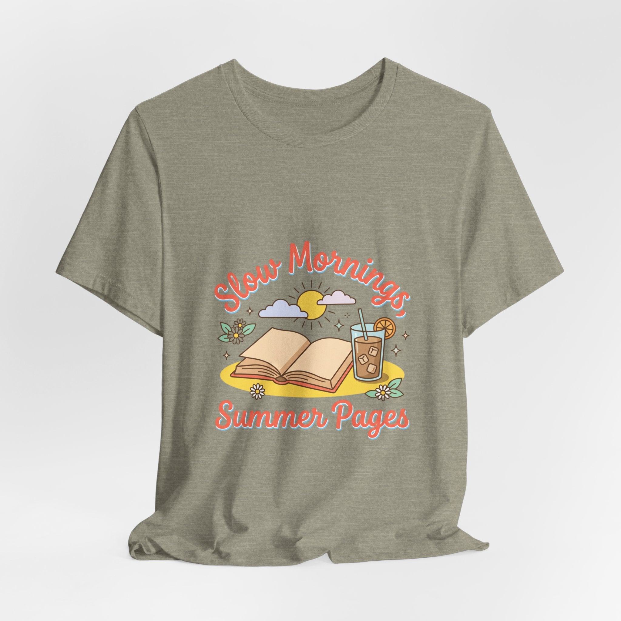 Slow Mornings Summer Pages Tee — Pastel Coastal Summer Shirt