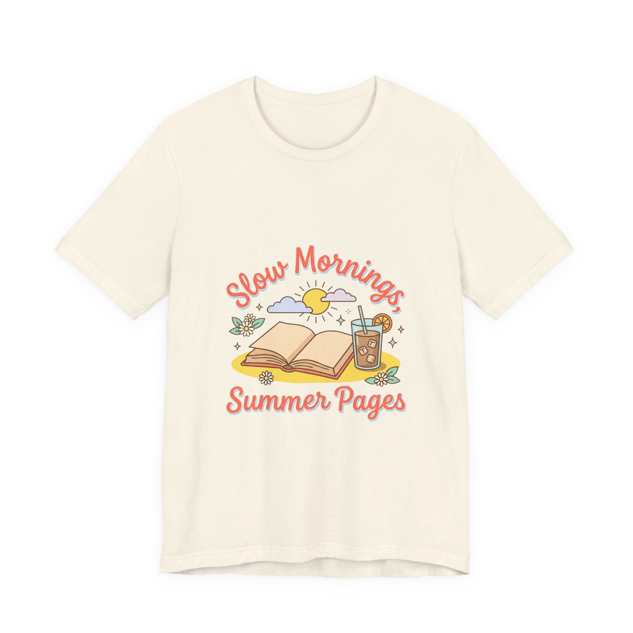 Slow Mornings Summer Pages Tee — Pastel Coastal Summer Shirt