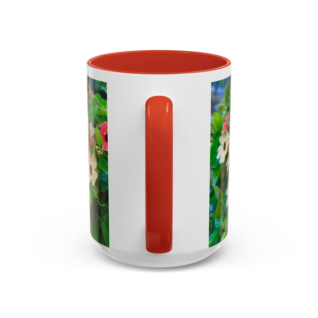 Floral Vinca Accent Coffee Mug — Pink & White Petunia Garden Design (11/15oz)