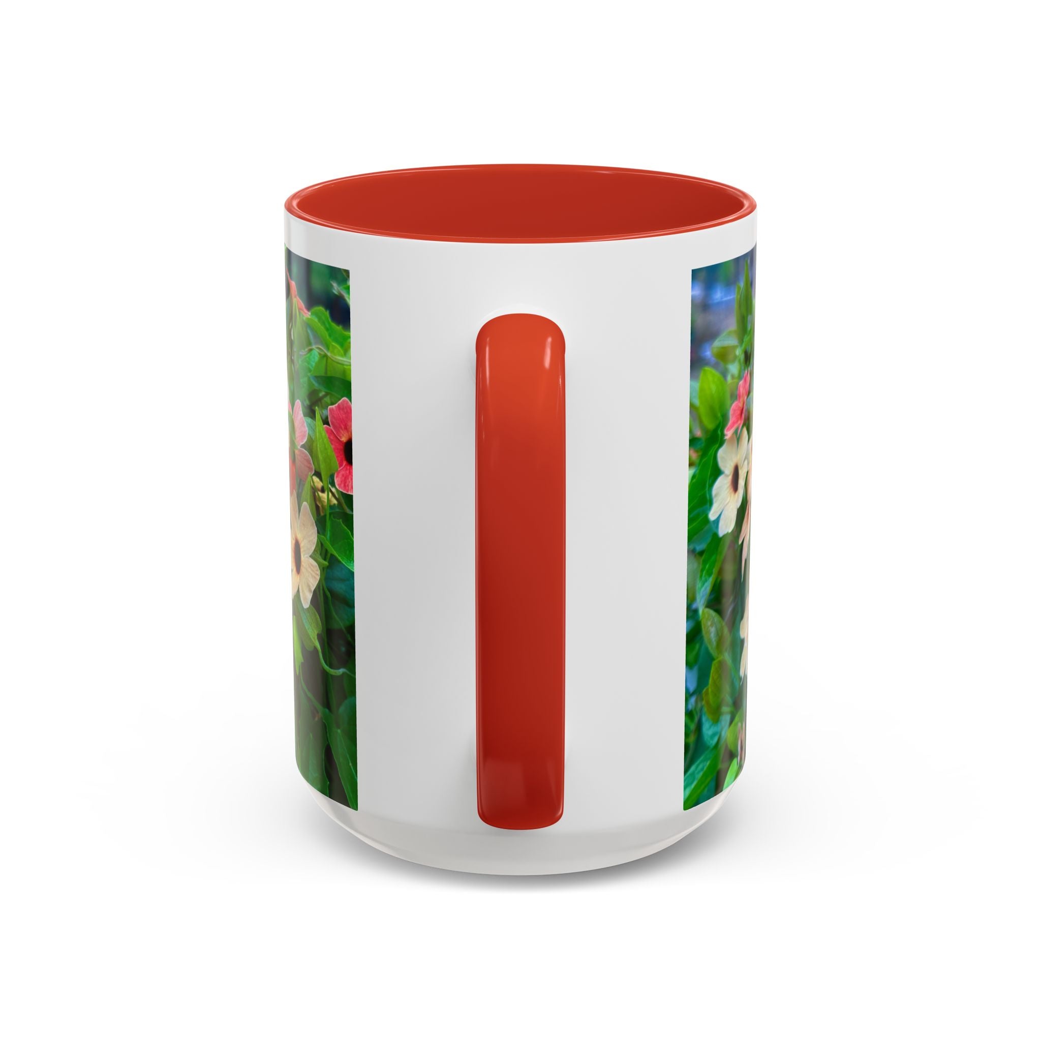 Floral Vinca Accent Coffee Mug — Pink & White Petunia Garden Design (11/15oz)