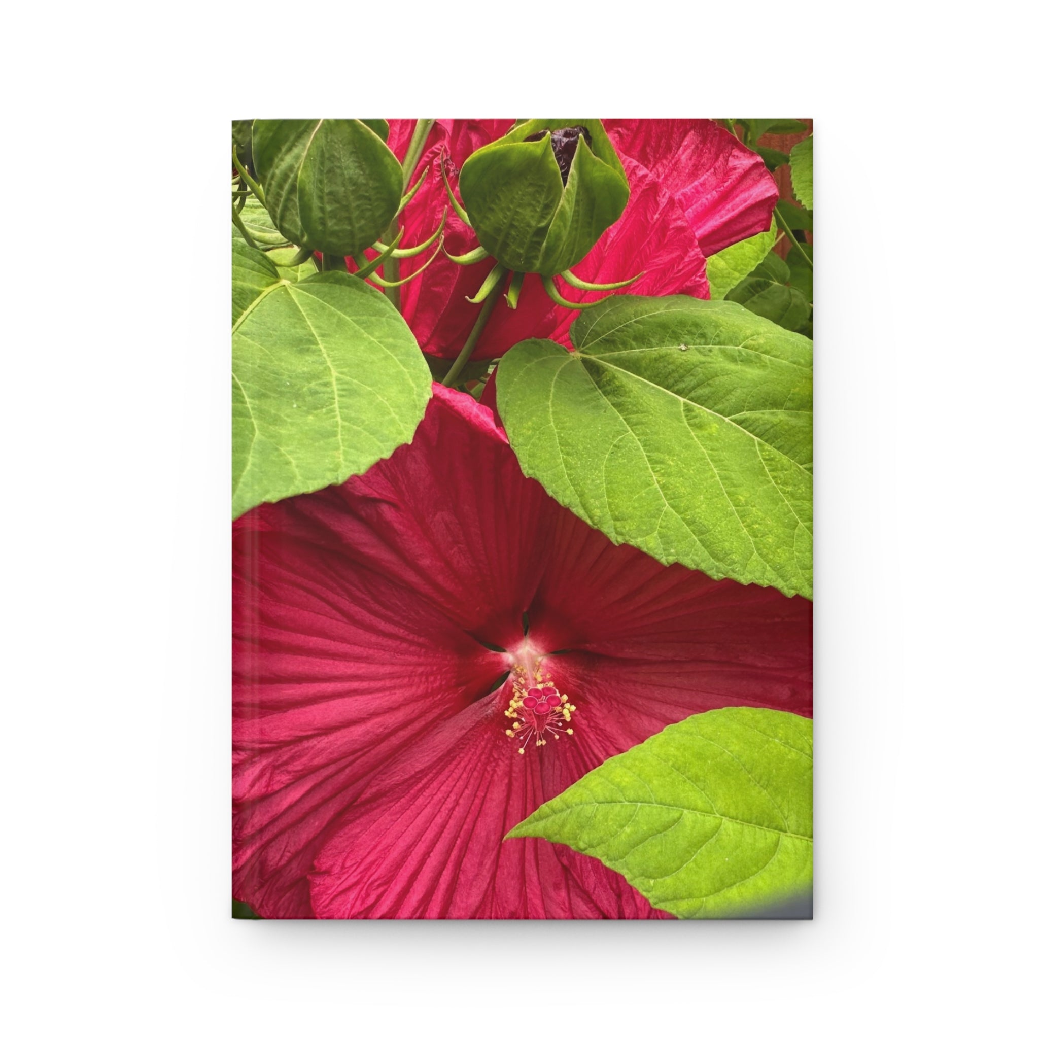 Floral Hibiscus Hardcover Journal — Bold Red Bloom Notebook