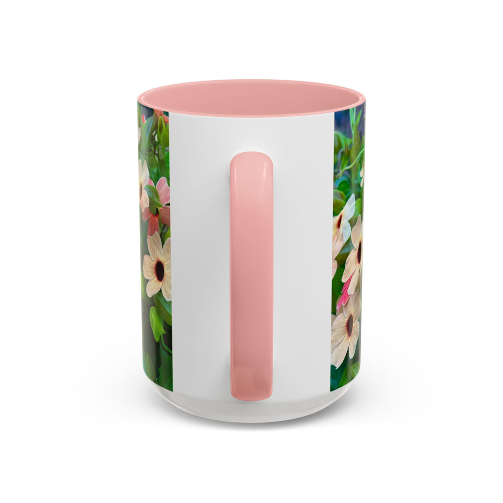 Floral Vinca Accent Coffee Mug — Pink & White Petunia Garden Design (11/15oz)