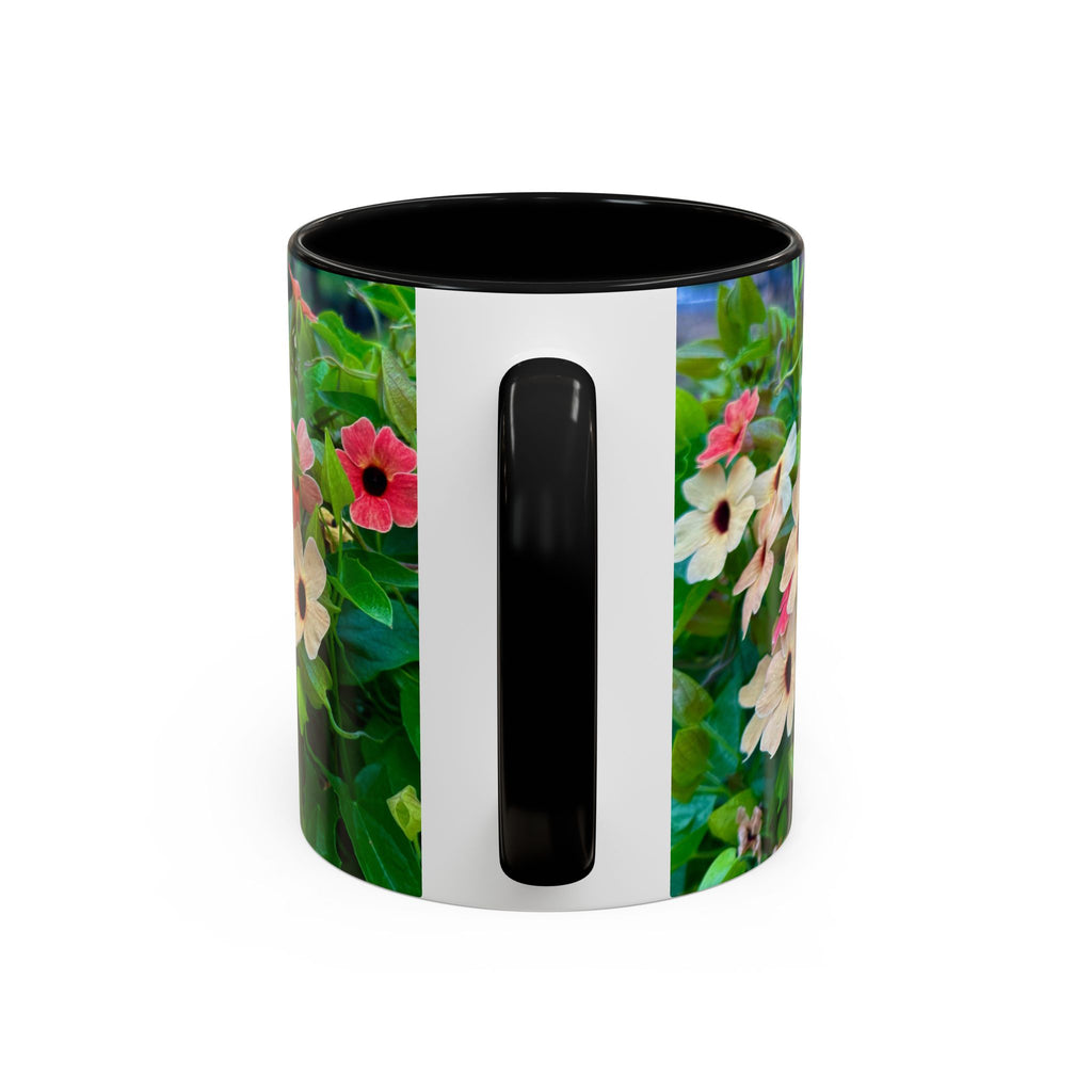 Floral Vinca Accent Coffee Mug — Pink & White Petunia Garden Design (11/15oz)