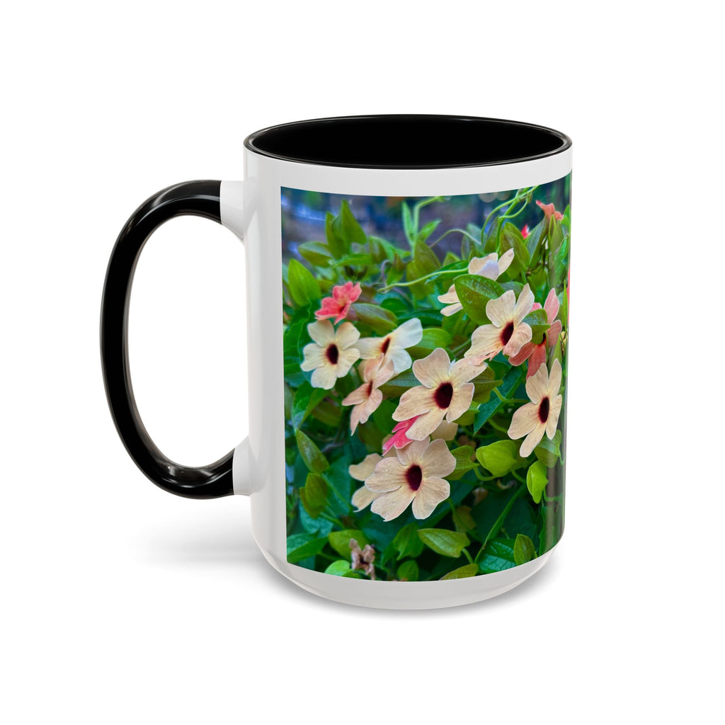 Floral Vinca Accent Coffee Mug — Pink & White Petunia Garden Design (11/15oz)