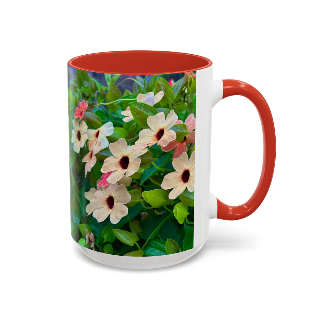 Floral Vinca Accent Coffee Mug — Pink & White Petunia Garden Design (11/15oz)