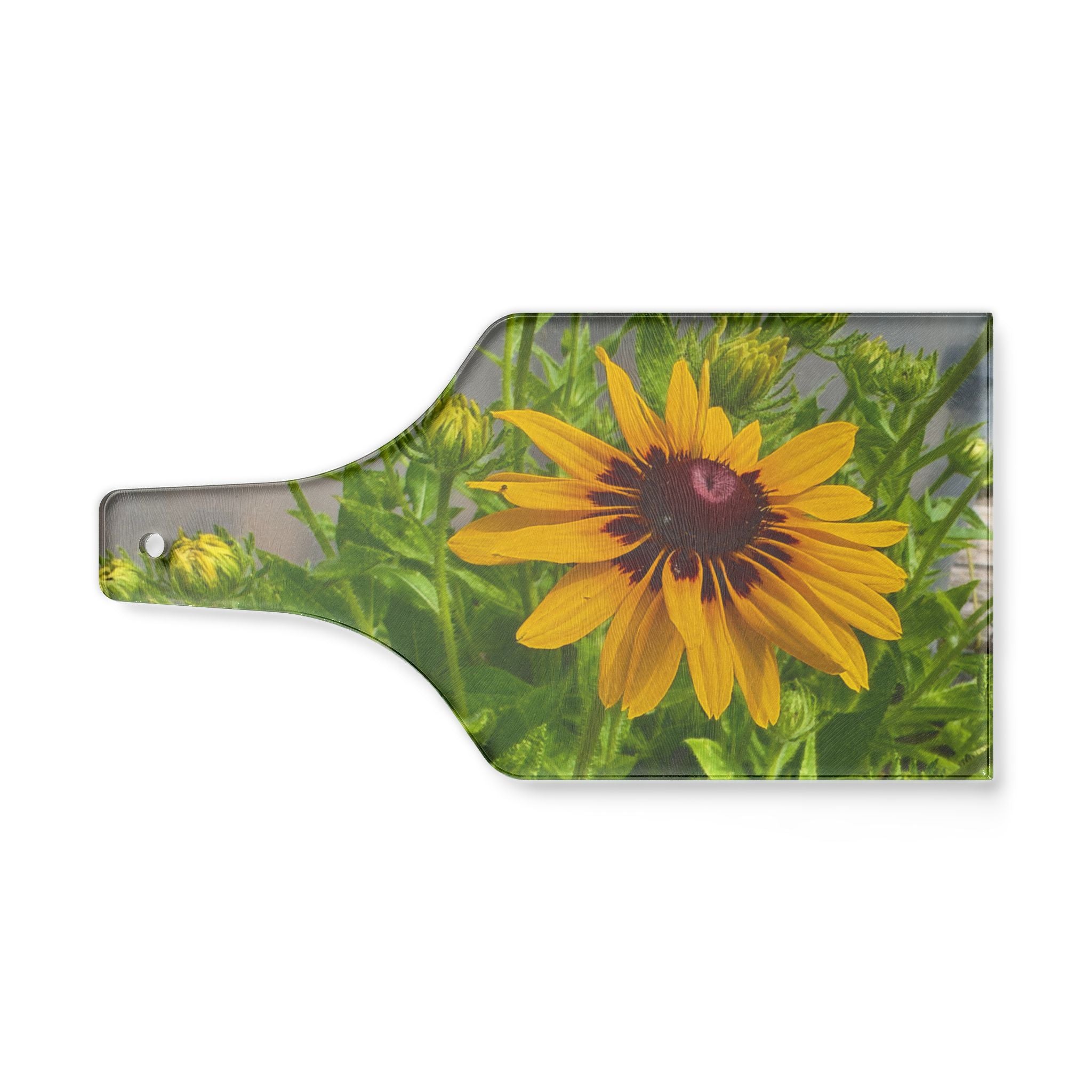 Wine Bottle Cutting Board — Black Eyed Susan Floral Charcuterie & Cheese Board