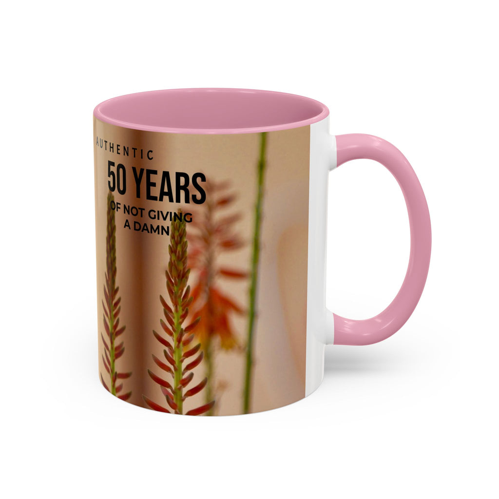 50 Years of Not Giving a Damn Mug — Vintage Floral Hummingbird Coffee Cup (11oz, 15oz)